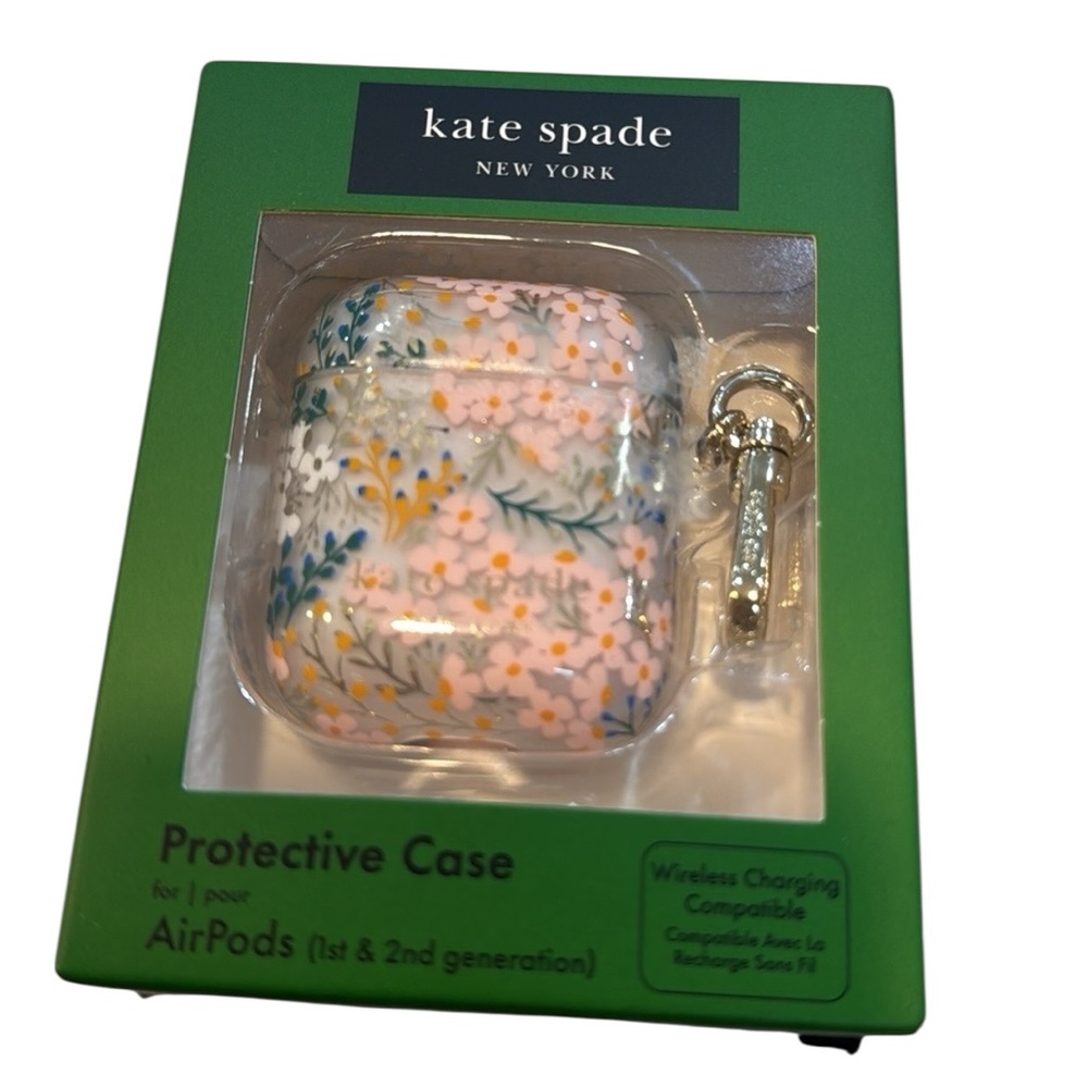 Kate Spade Floral AirPods Case Clear Protective Cover Gen 1 & 2 NIB - Picture 1 of 9